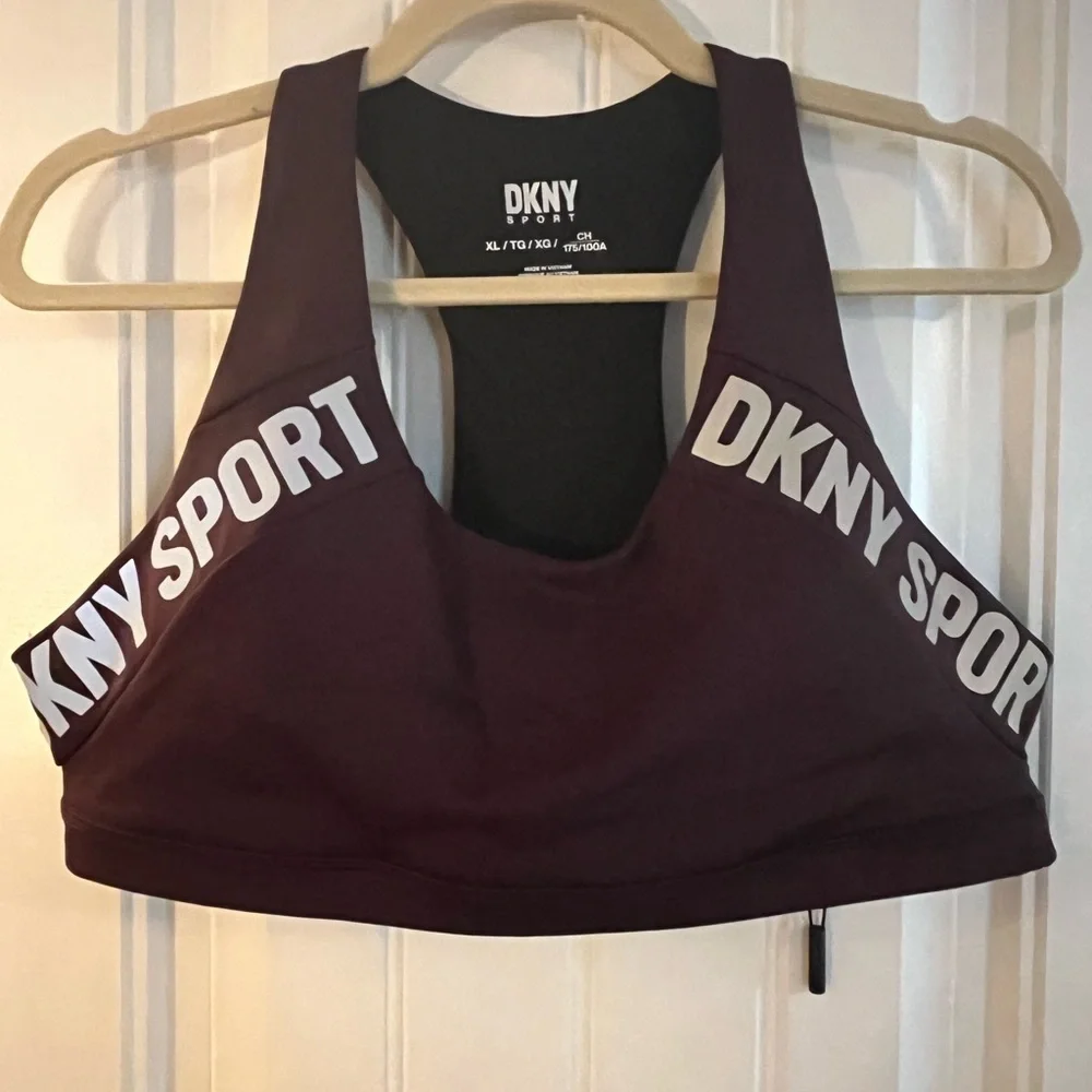 NWOT DKNY Sport Women's Dark Brown Sports Bra, size XL